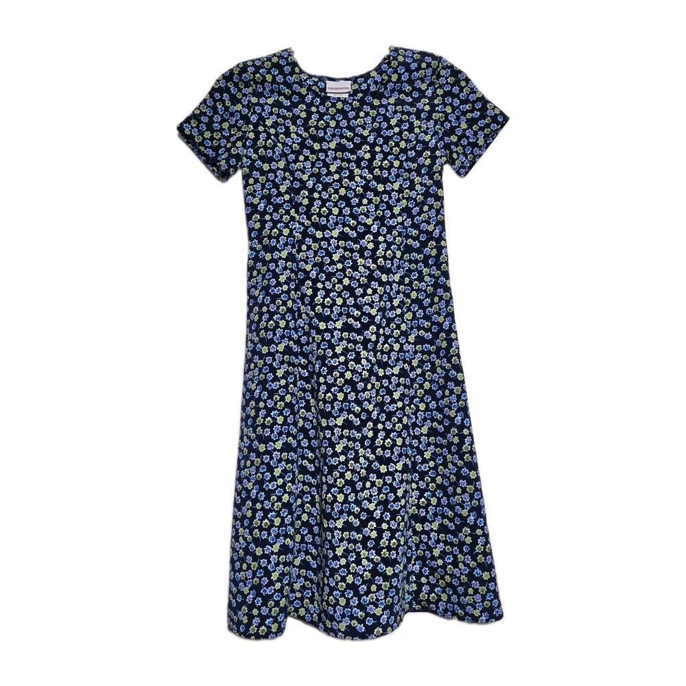 Vintage Cottagecore Floral Dress Womens S Blue Green 90s Teacher Ditsy Fairy